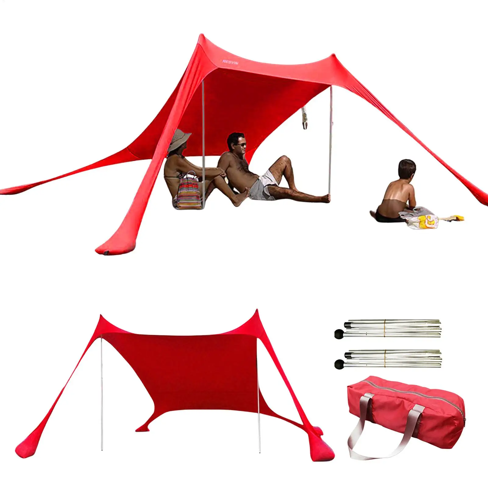 Strandzelt Sonnenschutz Campingzelt Integriertes Stranddach mit UV-Schutz für Strandparks und Markisen