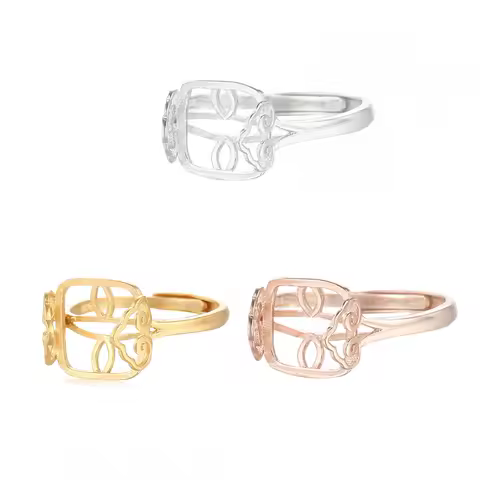 925 Sterling Silver Bezel Tray DIY Adjustable Ring Settings Square Cabochon Handmade Ring Base Jewelry Gift for Women