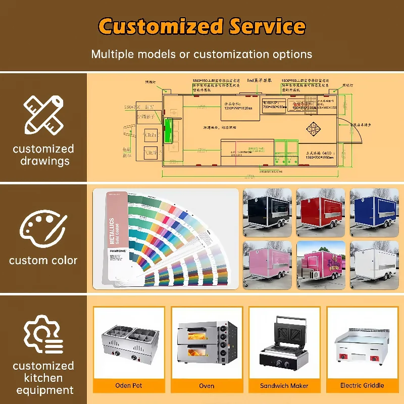Custom.China Factory ODM OEM امتياز الفولاذ المقاوم للصدأ مقطورة طعام مجهزة بالكامل الولايات المتحدة الأمريكية كشك مركز تسوق متنقل للوجبات السريعة Tru