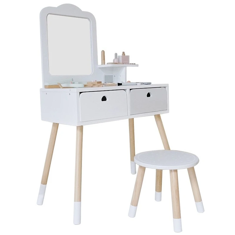 Wooden simulation dresser toy, girl birthday play gift, large dressing table cosplay