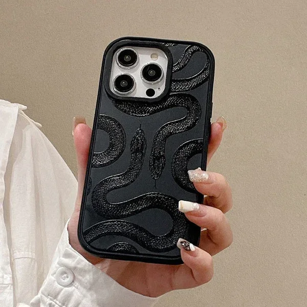 

Snake Black Frosted Phone Case Cover for IPhone 13 14 15 Pro Max Case