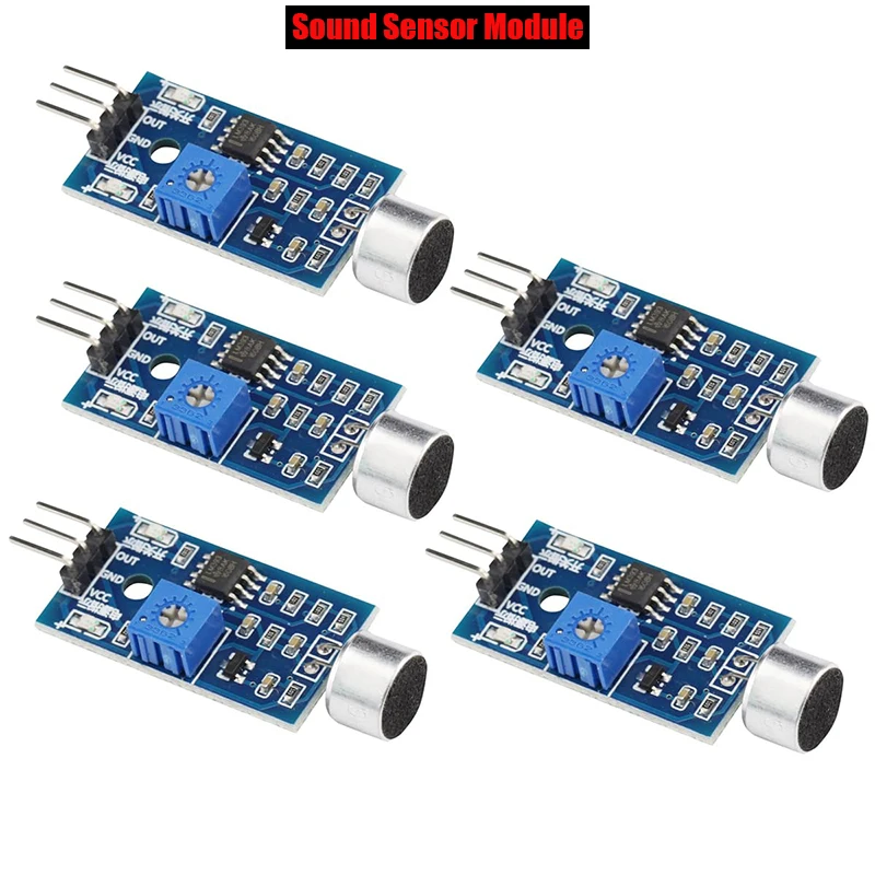 5 個の高感度サウンドセンサーモジュールサウンドコントロールセンサースイッチ検出ホイッスルスイッチマイクアンプ Arduino 用