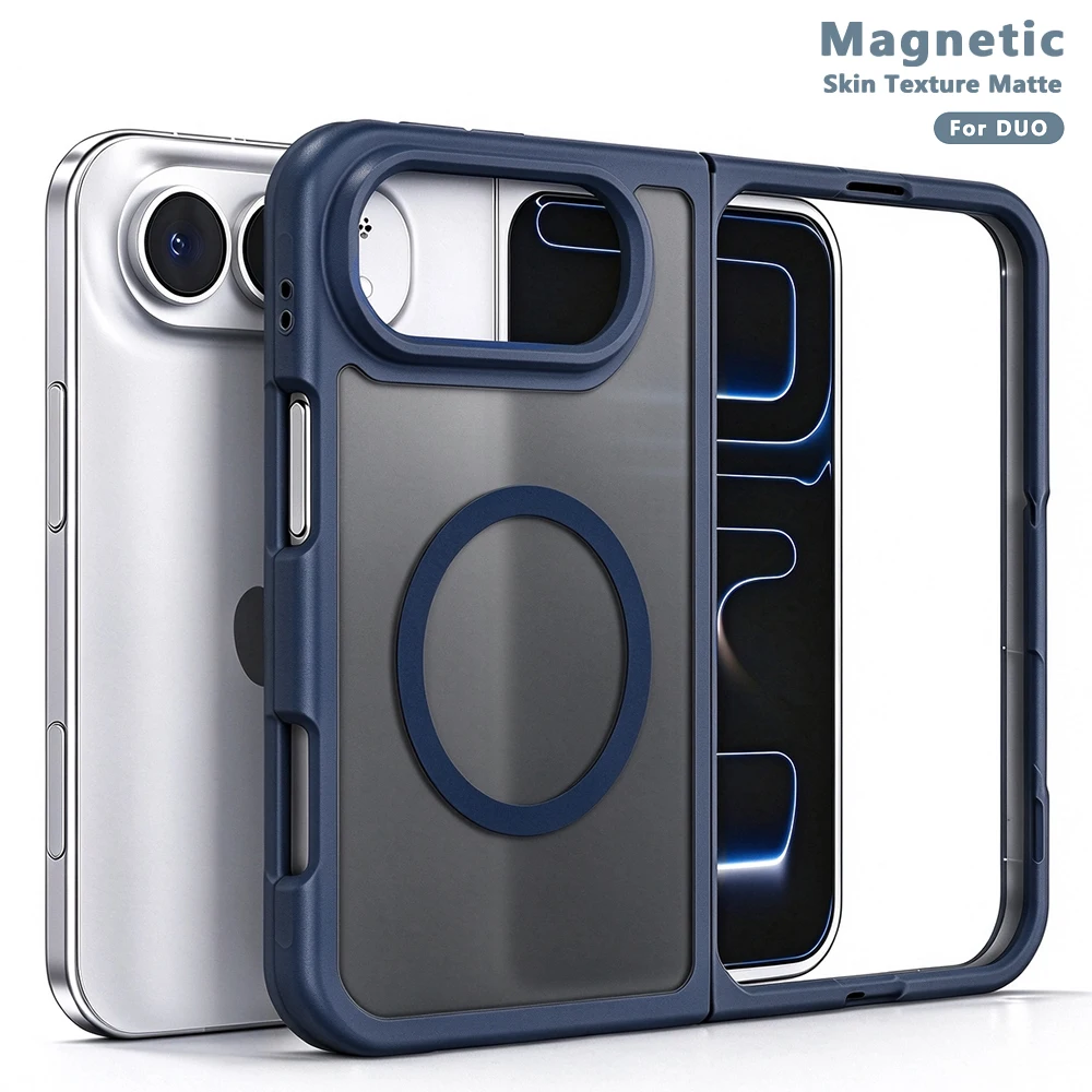 Étui magnétique mat luxe coque pour Iphone Duo Apple Flip Fold Magsafe, couverture magnétique colorée, connexion intégrée