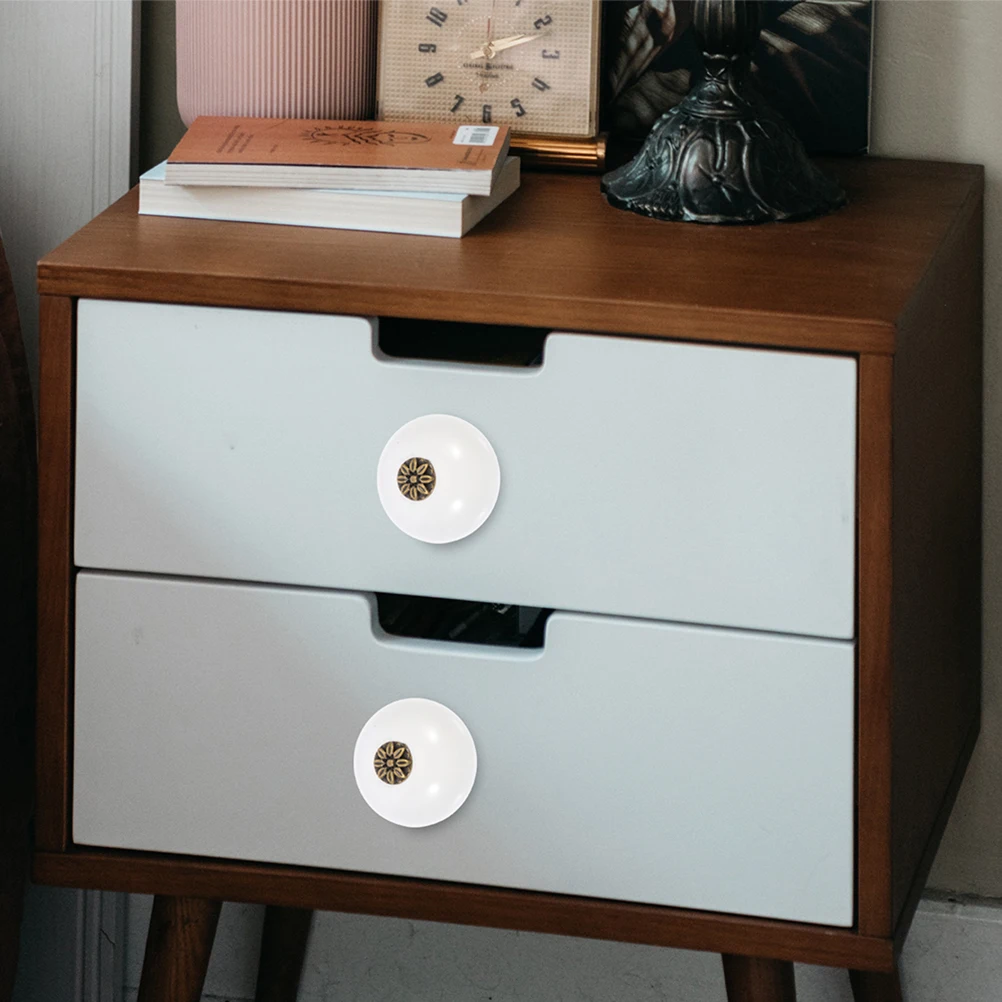 

4Pcs Furniture Knob Zinc Alloy Ceramic Round Pull H les for Cabinet Drawer Wardrobe Bookcase Kitchen Cupboard Hardware