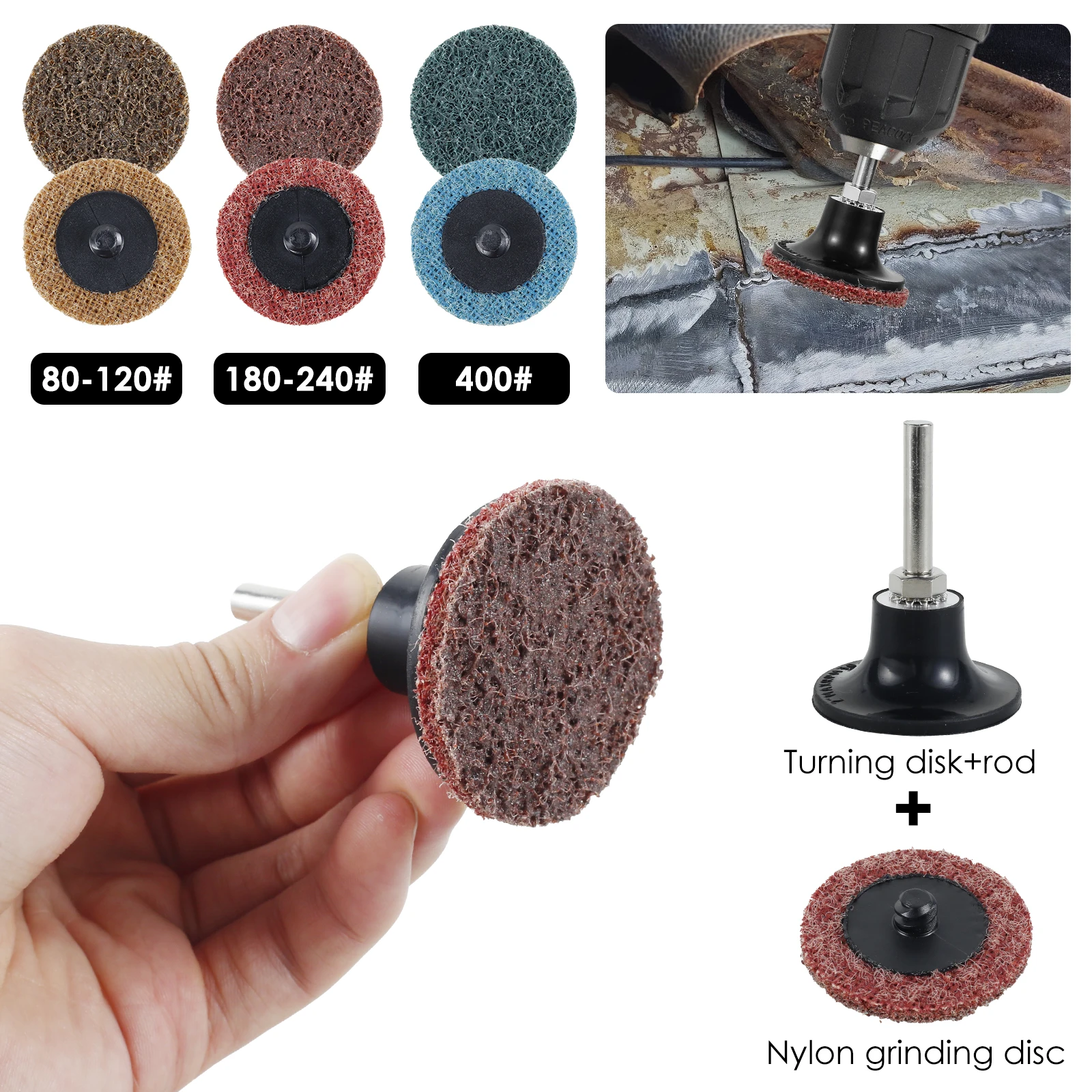Набор нейлоновых шлифовальных дисков, 90 шт., 2 дюйма, быстросменная шлифовальная машина, шлифовальный круг с держателем 1/4 дюйма, тонкий, средний, грубый, износостойкий