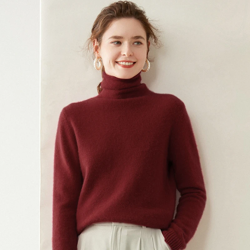 

Pile neck 100% cashmere pullover Cashmere sweater Fall/Winter new women's pullover warm bottom knit shirt top