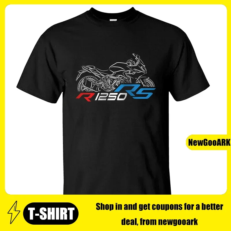 KJ  Men T Shirt Casual Motorcycle Enthusiast R1250RS T-shirt Graphic Summer Short Sleeves 100% Cotton  Cool Tee