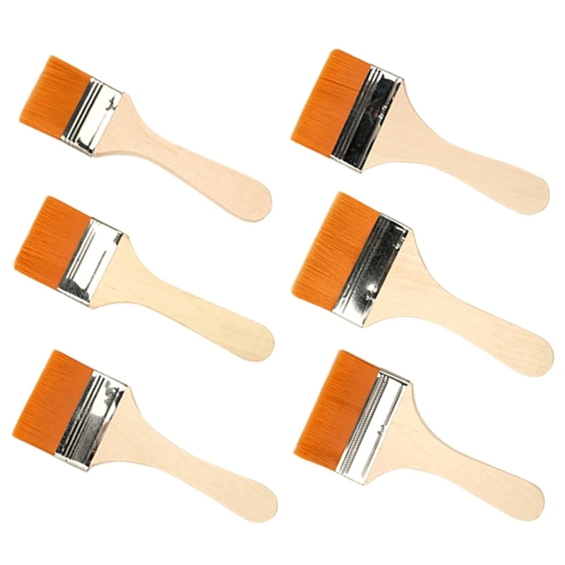 

6Pcs Wide Flat Paint Brushes for Applying Gesso, Varnishes, Acrylic Oil Watercolor Painting, Nylon Hair Paint Brushes