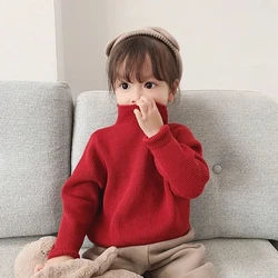 1-14 Years Toddler Kids Knit Sweaters for Girls Turtleneck Fall Warm Sweater Tops Baby Infant Soft Long Sleeve Pullover Sweater