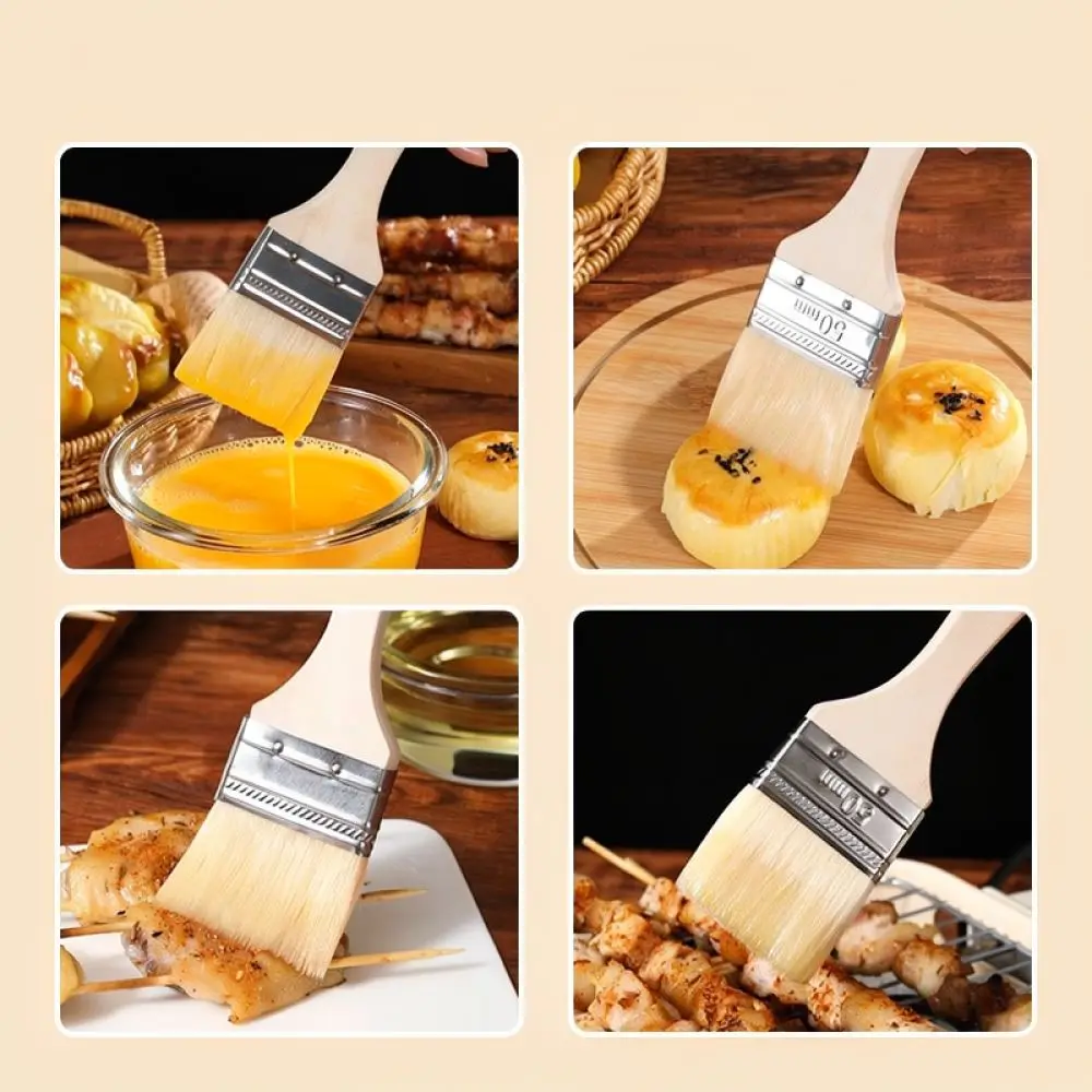 Heat Resistant Wool Brush For Baking Pastry Kitchen Cooking Oil Spreader For BBQ Sauce Applicator Wood Handle Basting Tool
