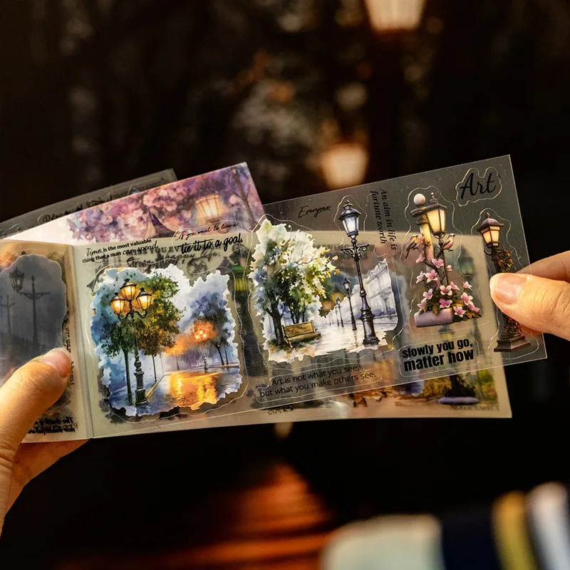 18 Sheets Street lights, lighting theme Stickers book Adhesive DIY Hand Account Scrapbooking Junk Journal Supplies