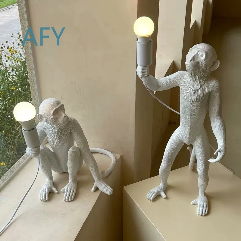 Postmodern Monkey Desk Lamp for Bedroom Living Room Study Decorative Night Light for Modern Home Office Creative Personality