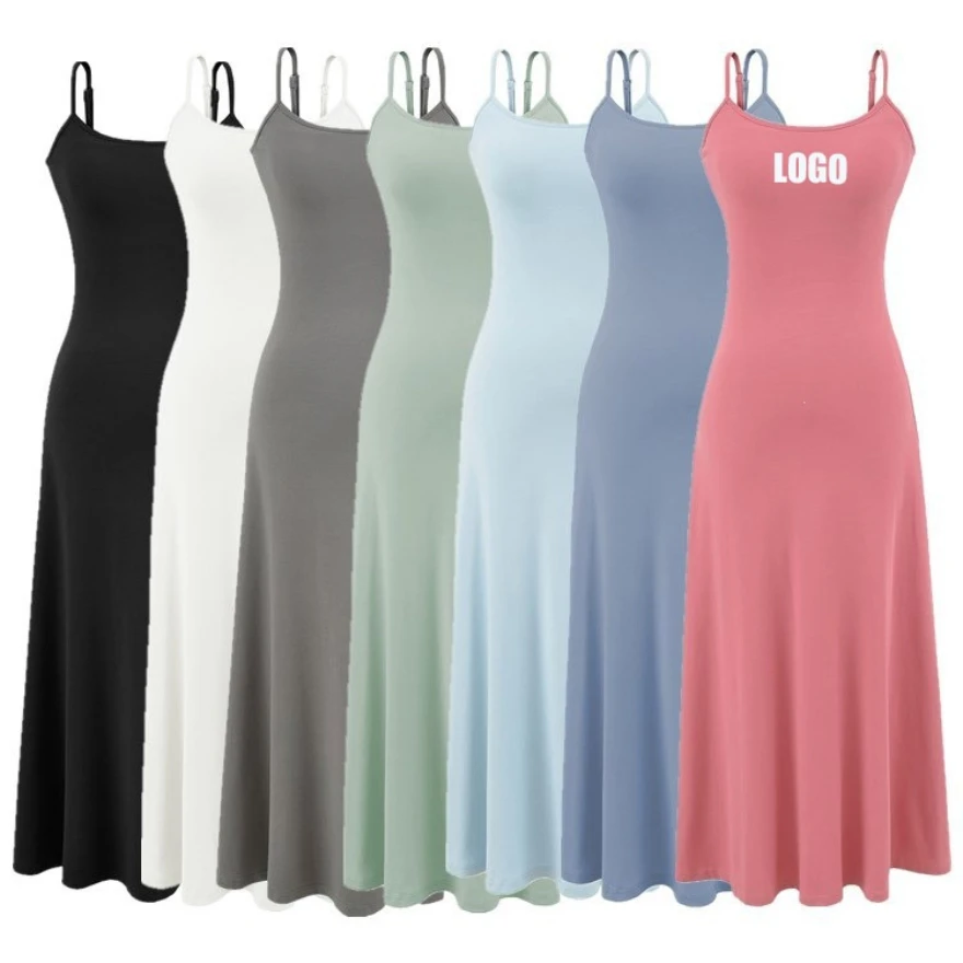 Customized LOGO American Spice Girl style with chest pad suspender dress, summer slim temperament waist big swing dress