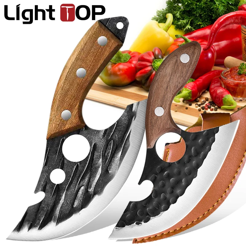 Kitchen Knives Hand Forged Boning Knife Small Cheese Pizza Stainless Steel Slicing Cooking Mini Knife with Wooden Handle