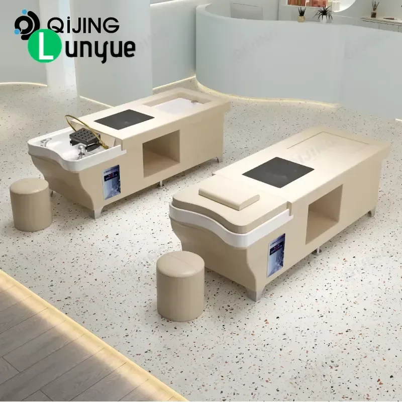 Modern Shampoo Bed with Back Massage Spa Head Wash Basin Chair for Hair Beauty Shop Circulation System