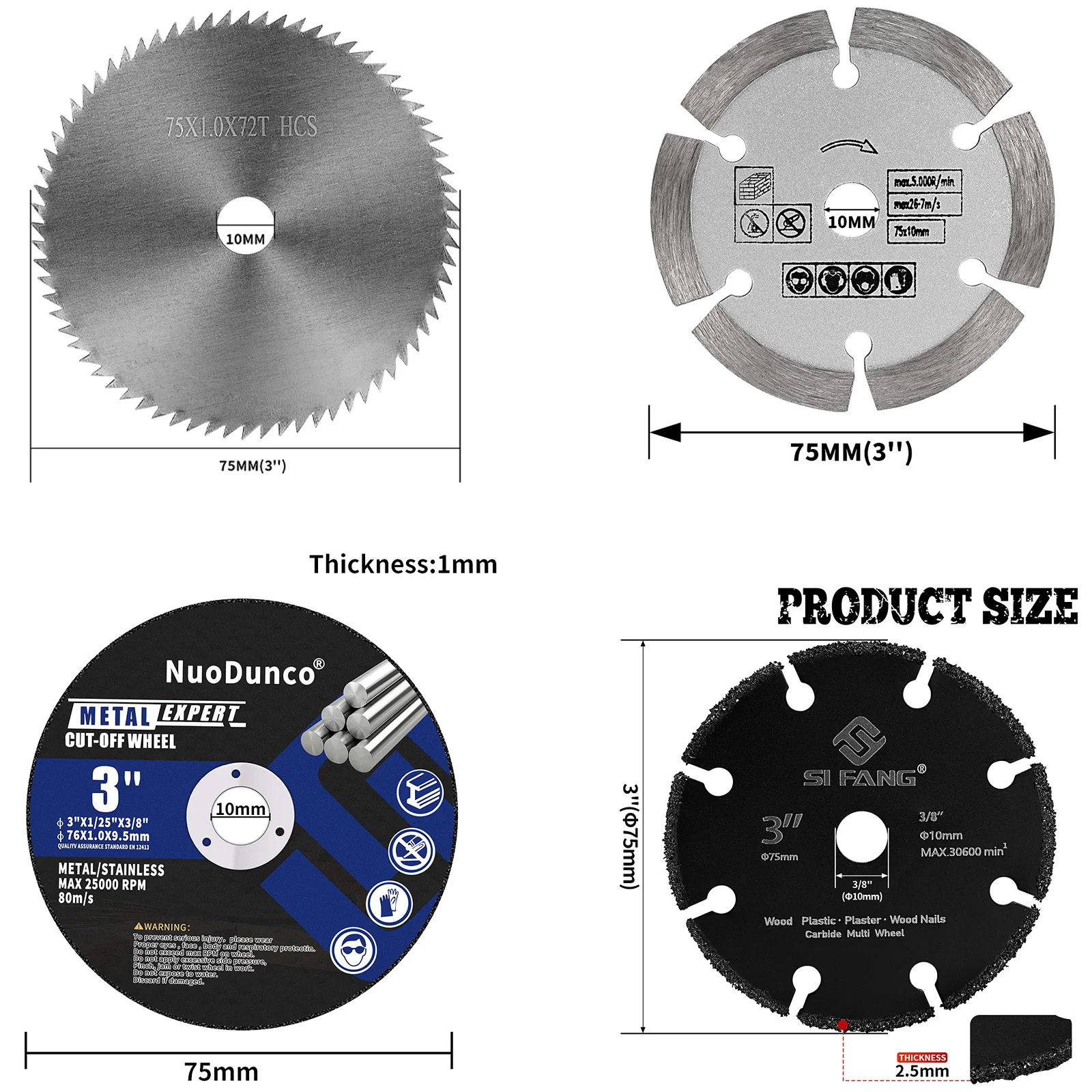 NuoDun16pcs75mm Diamond Saw Blade Mini Cutting Disc 3\