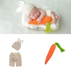 Newborn Baby Bunny Rabbit Crochet Knitted Photography Props Newborn Baby Outfits Diaper Costume Unisex Cute Infant Hat Pants