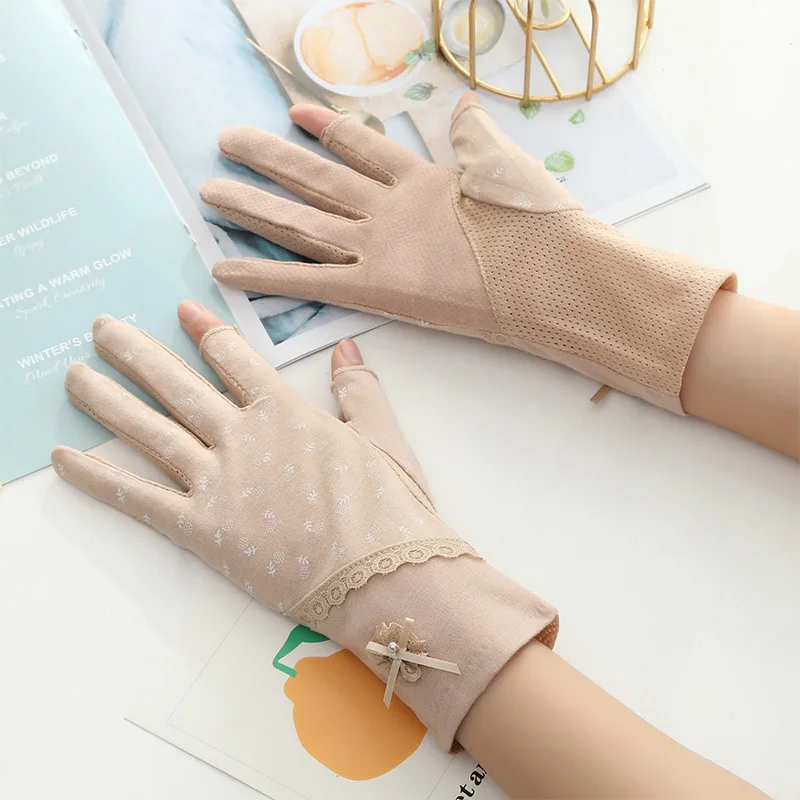 

Летние солнцезащитные перчатки для женщин, спортивные перчатки с короткими манжетами и диагональным пэчворком, защита от ультрафиолета, для вождения и велоспорта на открытом воздухе.