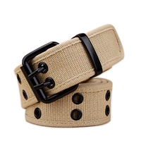 Men Brown Buckle Belt Men's And Women's Work Clothes Fashion Tactical Red Waistband Youth Canvas Belt 2023 Tend