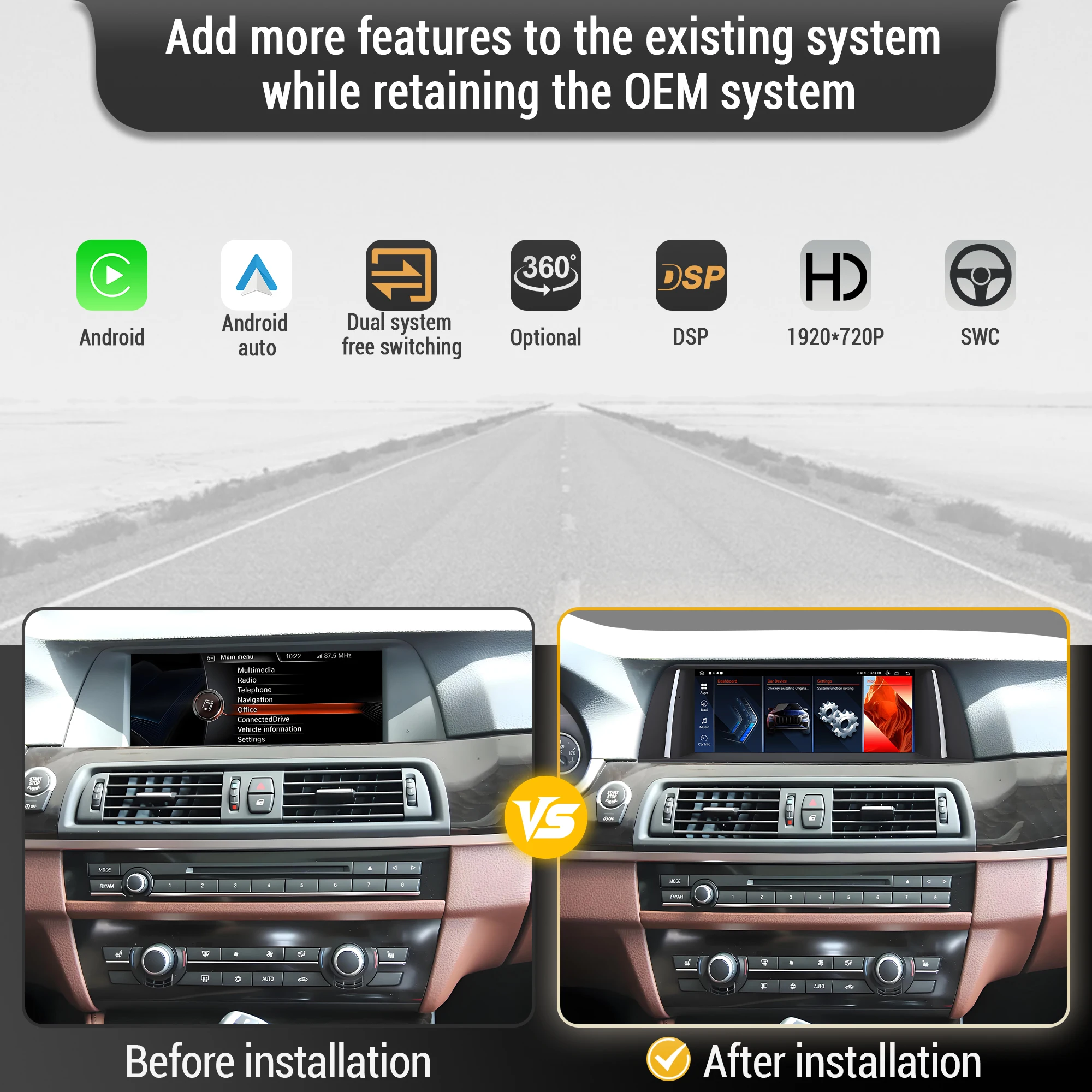 10.25 inch For BMW 5 series F10 F11 2011 2012-2016 2017 Car Radio Wireless Bluetooth Carplay Snapdragon 680 Head Unit Screen