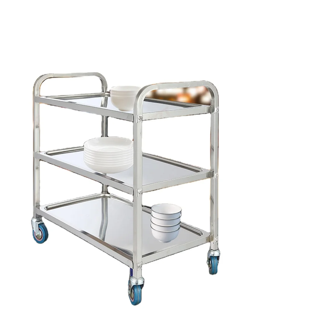 

Commercial Catering Equipment Stainless Steel 3 Layers Food Serving Trolley for Buffet Hotel Restaurant Use Load Capacity 200kg