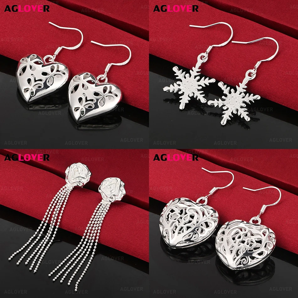 

AGLOVER серьги из стерлингового серебра 925 пробы со звездами и снежинками, женские модные романтические украшения для свадебной вечеринки