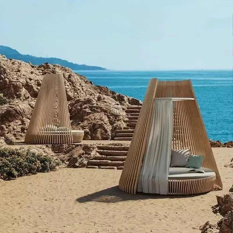 Resort All-weather Beach  Patio Outdoor Canopy Furniture Pool Adjustable Leisure Bed Modern Hotel Waterproof Daybed