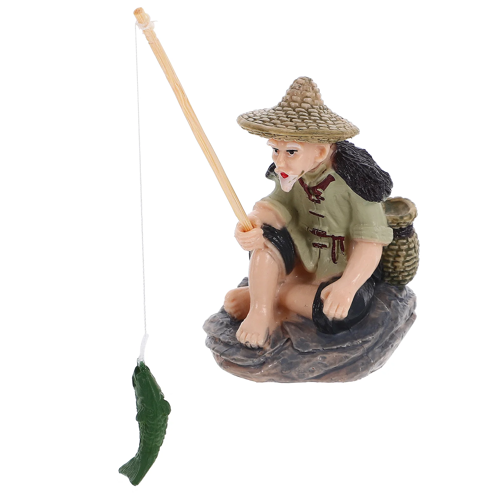 

Mini Fisherman Figurines Fishing Old Man Garden Statue Bonsai Planter Pool Decoration Miniature Fishing Statue