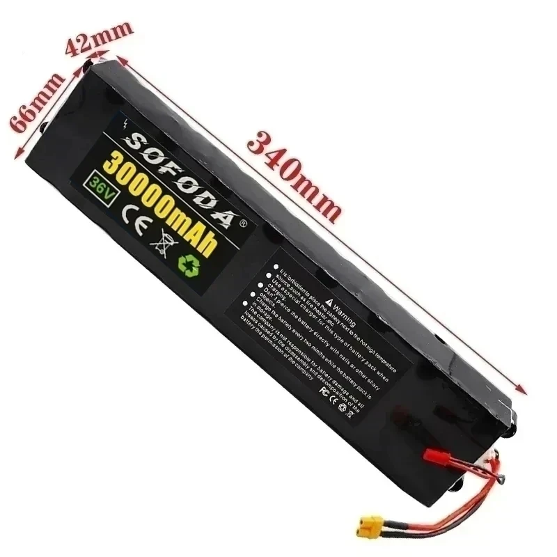 36V 30Ah 18650 Rechargeable lithium Battery pack 10S3P 500W High power for Modified Bikes Scooter Electric Vehicle,With BMS XT30