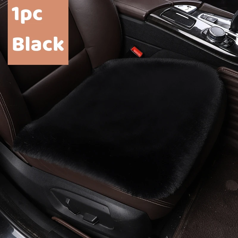 Winter Warm Car Seat Cover Fluffy Car Seat Cover Sets For Women Front+Rear Mat Long Plush Car Seat Cover Wool Fur Chair Cushion