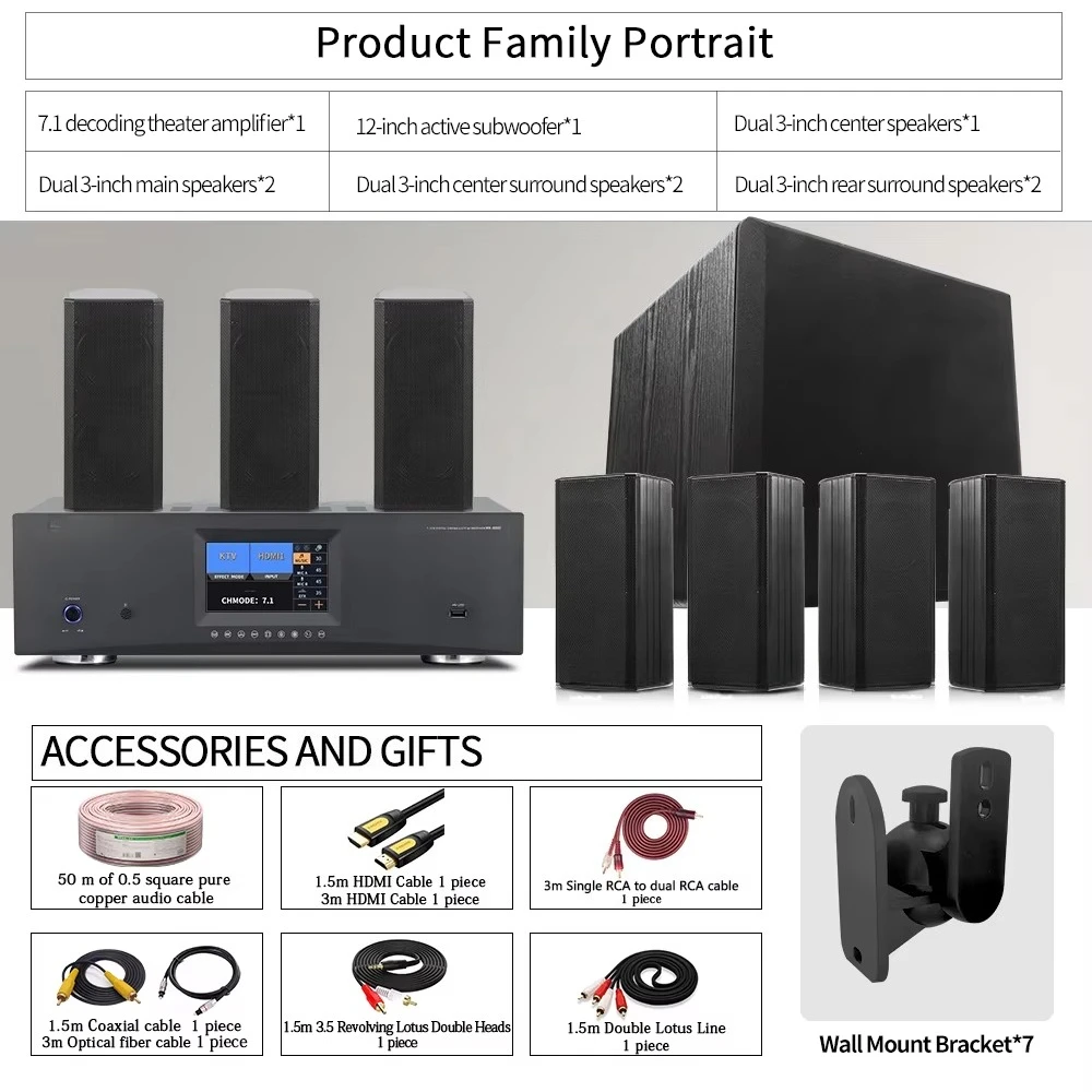 7.1Dts mini satellite home theater sound system BT high definition digital decoding amplifier surround combination speaker