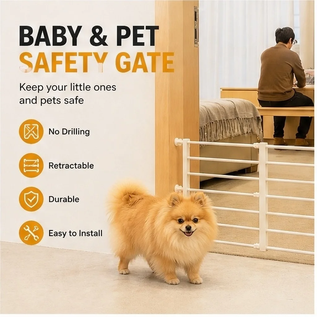Baby Safety Gate Extra Wide Walk Through Design for Stairs Doorways Hallways Indoor Outdoor Portable Pet Gate Kids Dog Infant