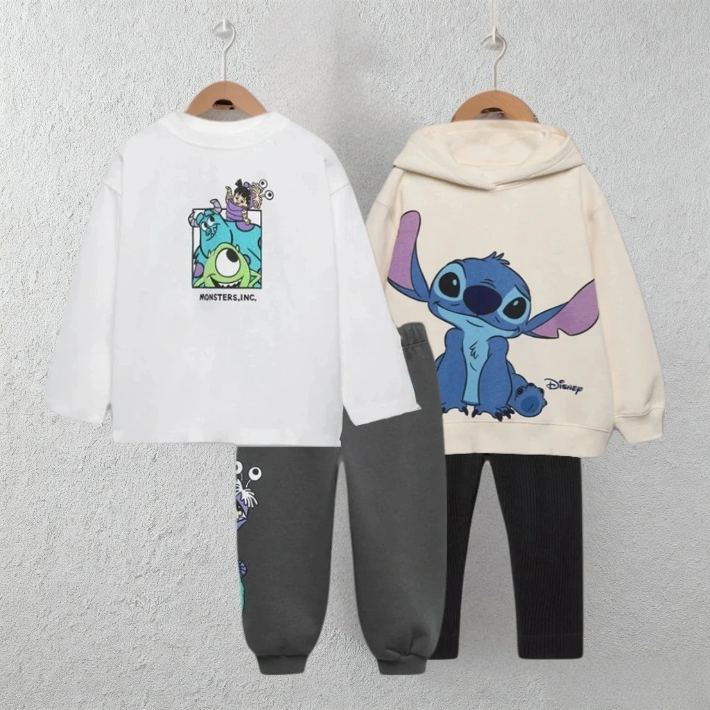 

Autumn Casual Toddler Clothing Disney Monsters Inc And Stitch Sweatshirt Sets Long Sleeves And O-Neck Tops Children TopApparels