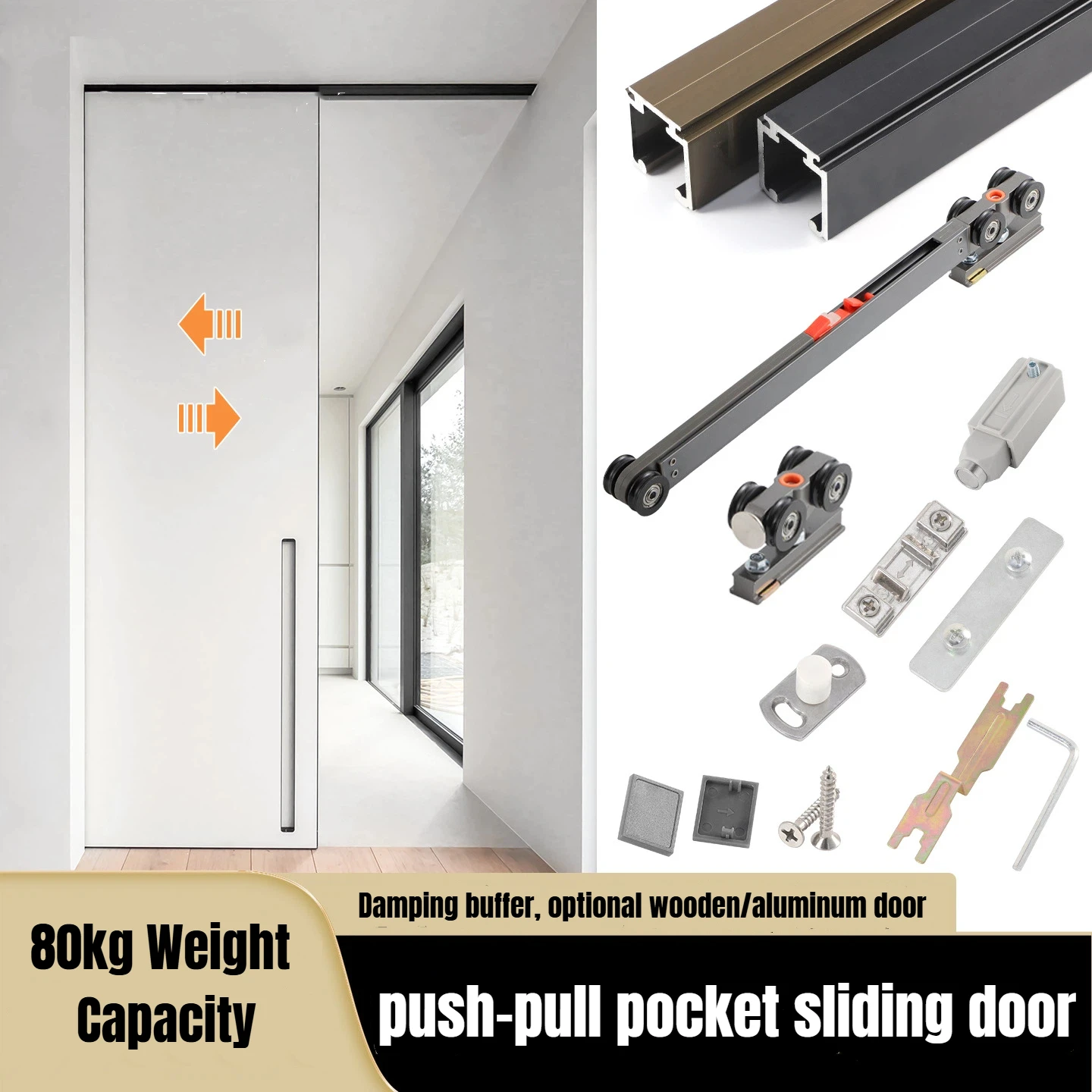 push-to-open-pocket-door-hardware-bidirectional-soft-close-concealed-track-overhead-sliding-system-for-wooden-glass-doors