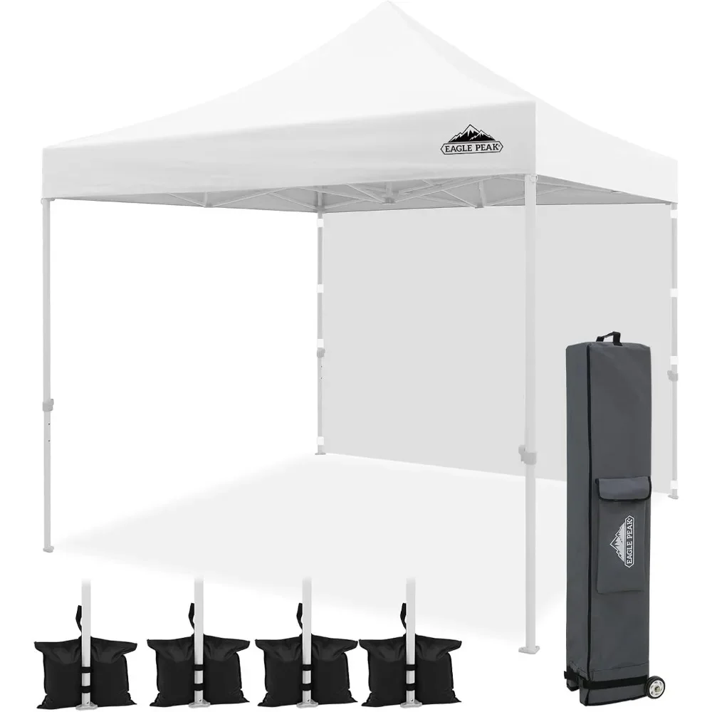 

10x10 Heavy Duty Pop up Commercial Canopy Tent with One Removable Sidewall, Instant Sun Shelter with Roller Bag,