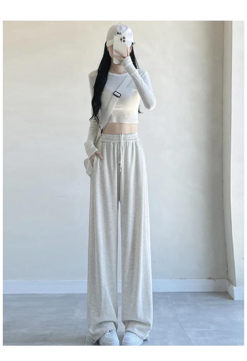 Pants Womens Baggy For Woman Winter Plush Panelled Homewear Cozy Elastic Waistband Thickened Tied Streetwear Multicolor Outdoors