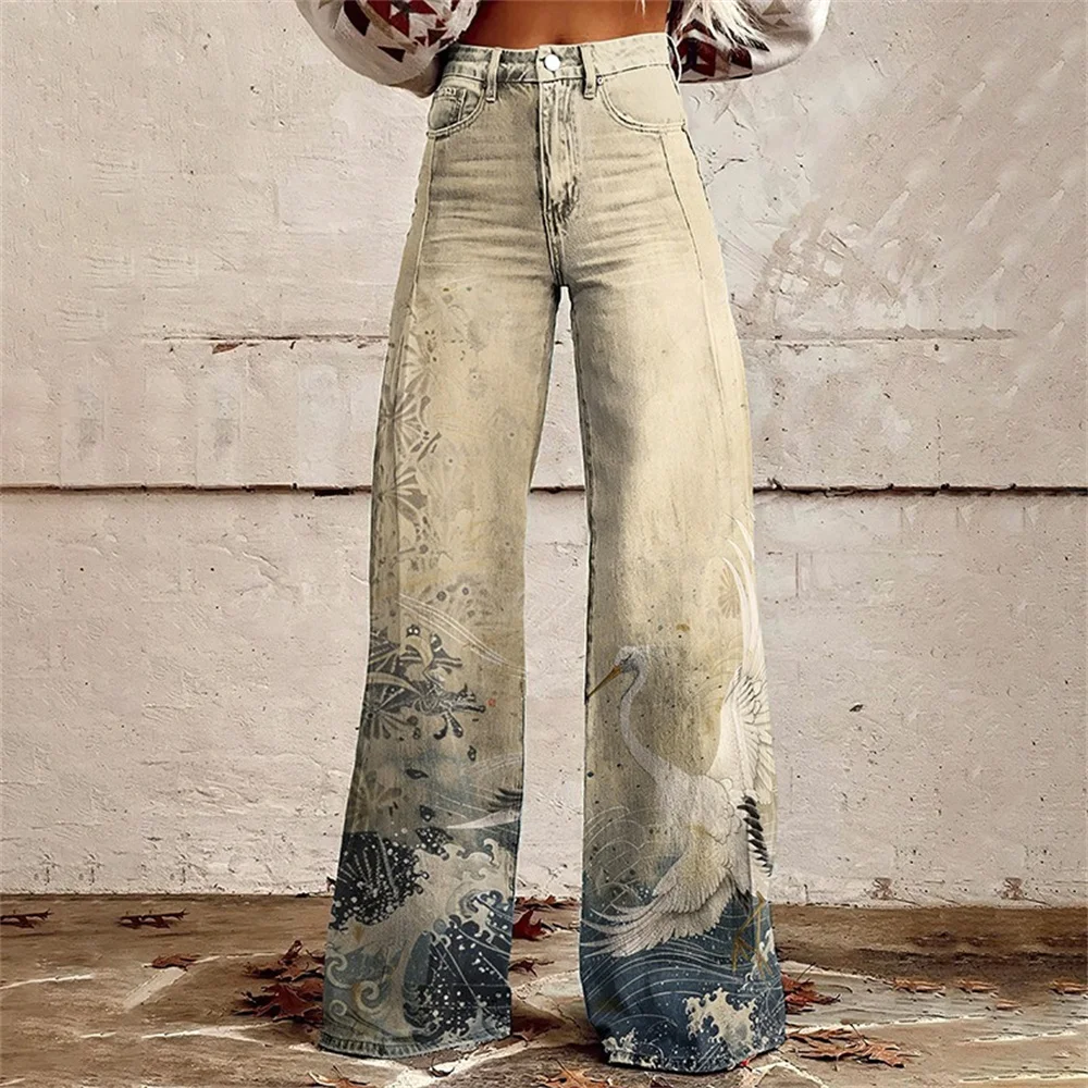 Flared Wide Leg Pants Women's Jeans Y2k 2025 Female Wide Leg Denim Trouser High Waist Hip Hop Straight Harajuku Fashion Pants