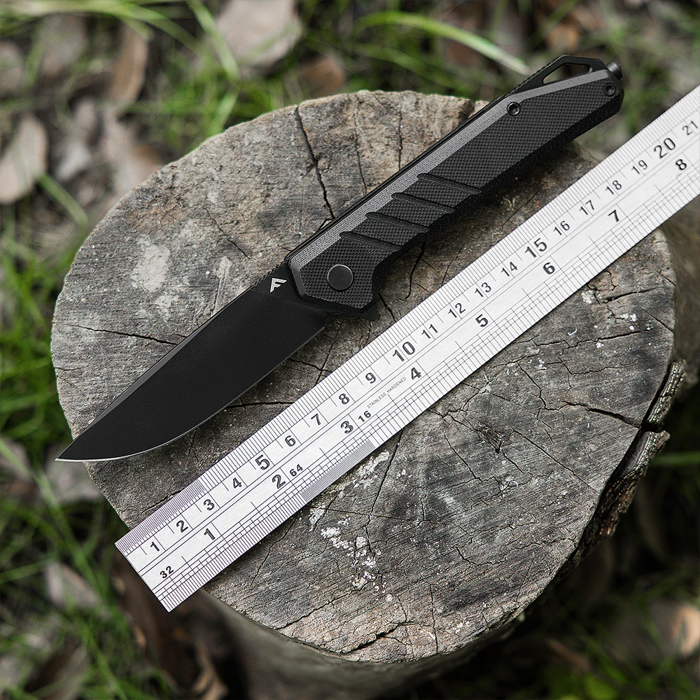 FLISSA 4.5" G10 Handle Folding Knife with Window Breaker Portable Knife Survival Knives Hunting Camping Tool Cutter
