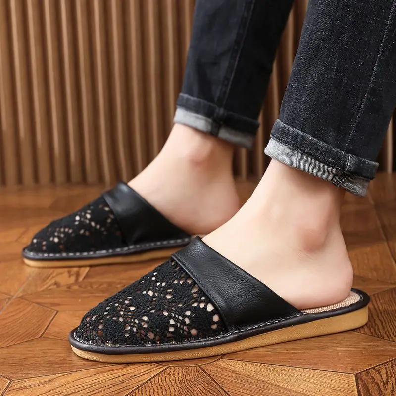 2026 New Men's Sliders Comfortable Linen Anti-Slip Breathable Casual House Indoor Summer Slippers