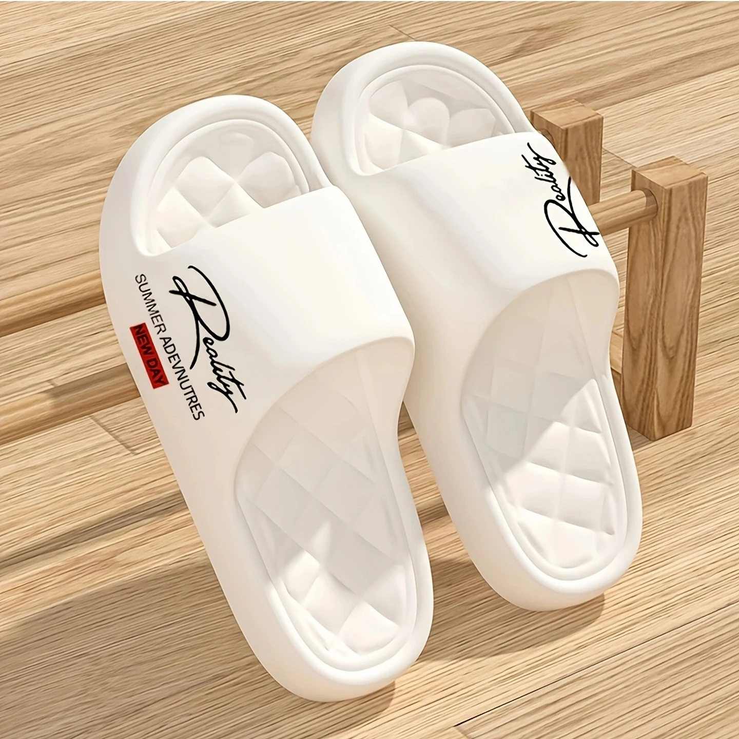 Men Letter Print EVA Home Slippers Diamond Soft Insole Non Slip Thick Sole Indoor Bathroom Slides