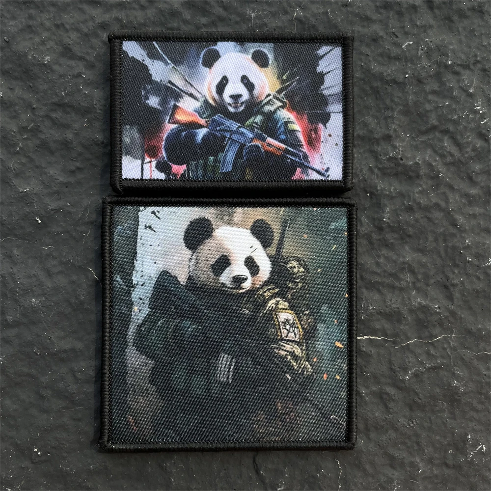 Parche táctico de Panda AK47, insignia de moral Airsoft, brazalete militar impreso, parches de gancho y bucle para ropa, pegatina de mochila