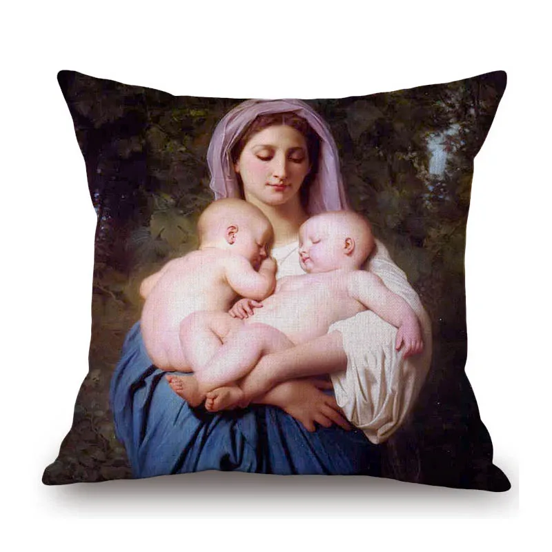 Arte académico francés, Venus, Atenea, mitos griegos, historia de la Biblia, ángulos, pintura al óleo, funda de almohada para sofá, funda de cojín William Bouguereau