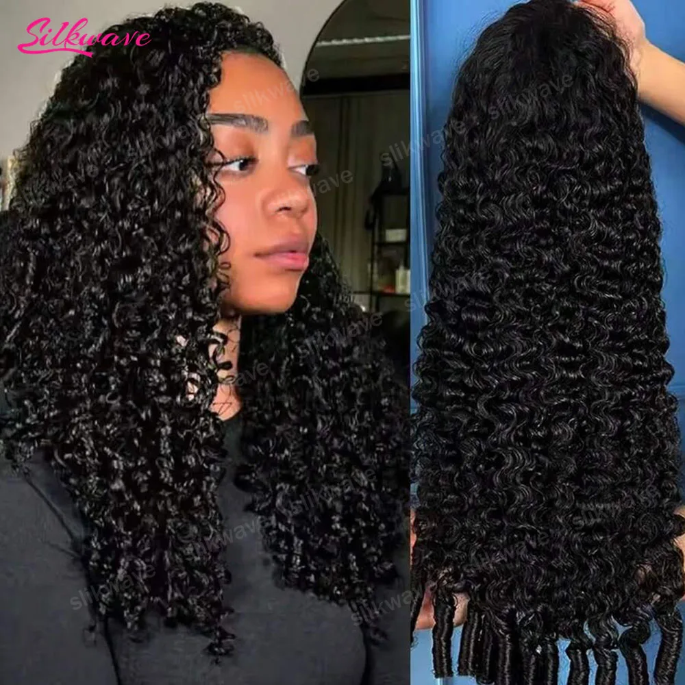 

200 Density Burmese Curly 3 IN 1 Half Wigs Human Hair Glueless Wig Human Hair Half Wig Drawstring Burmese Curly Hair Half Wig
