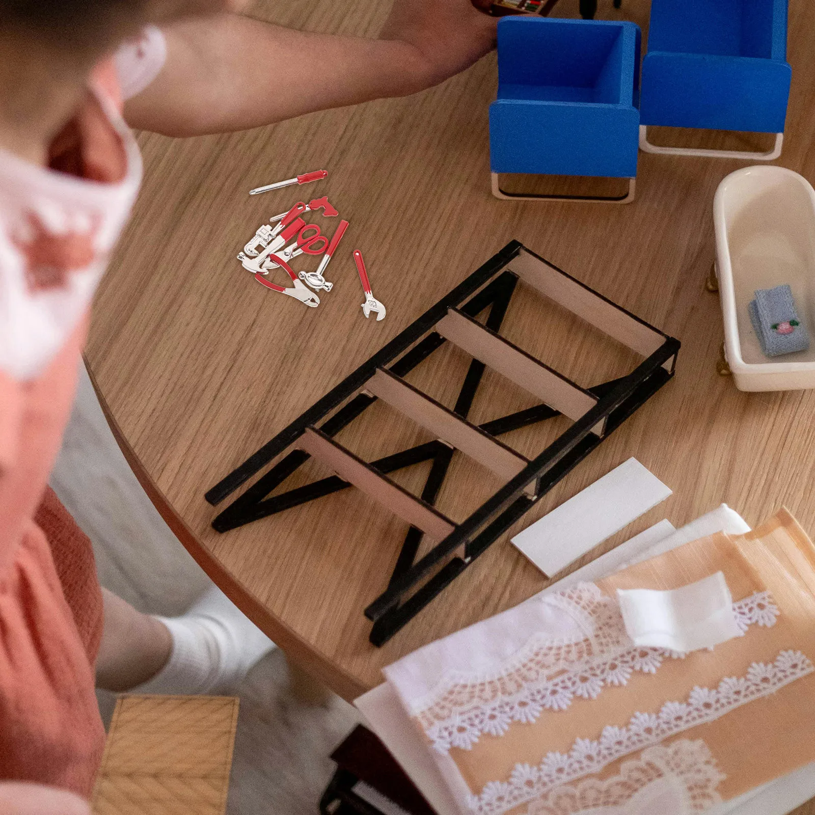 Juego de Mini llaves de martillo para casa de muñecas, Kit de herramientas en miniatura a escala 1:12, herramientas pequeñas de Metal para accesorios de proyectos de manualidades Diy, 8 Uds.