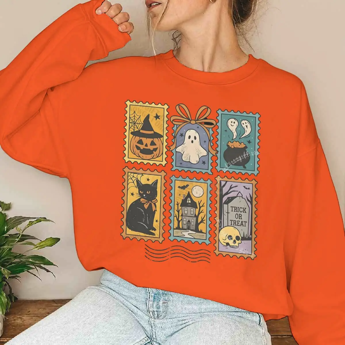 

Толстовки с изображением счастливого Хэллоуина для женщин, толстовка с котом на Хэллоуин, призраком и тыквой, осень-зима, пуловеры большого размера с длинными рукавами, топы