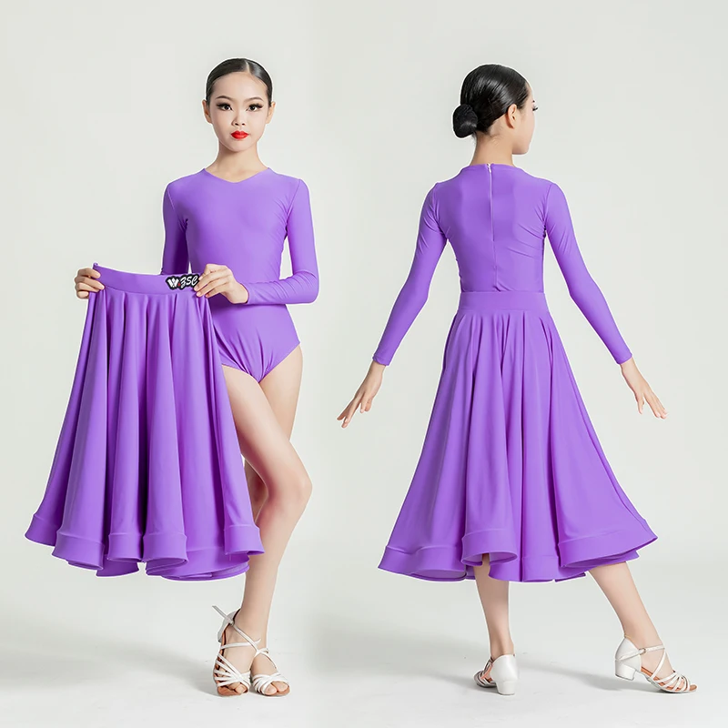 2023 Ballroom Dance Dress For Girls Long Sleeved Big Swing Skirts Suit National Standard Modern Dance Performance Dress DN16449