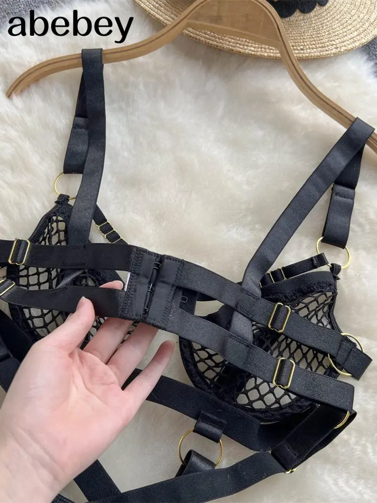 Sexy Mesh Bodysuit Deep V Neck Strappy Bandage Jumpsuit for Women Suspenders Plastic Bustier Corset Bodycon Crotchless Body Suit