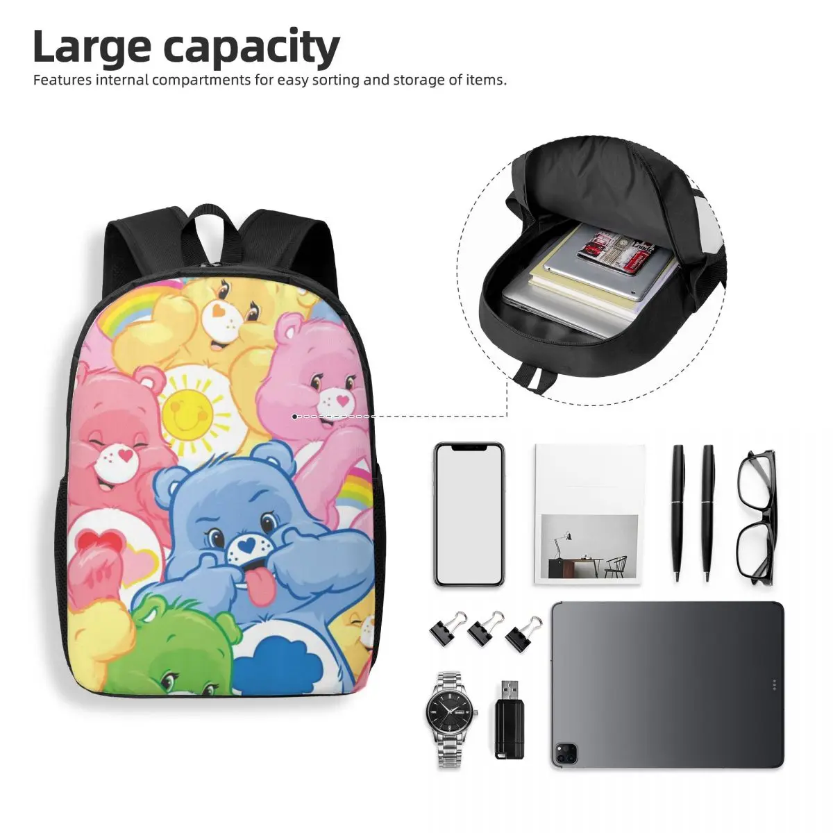 Care Bears 17-Inch Student Backpack - Comfortable and Practical Backpack for Daily Use, School, and Travel