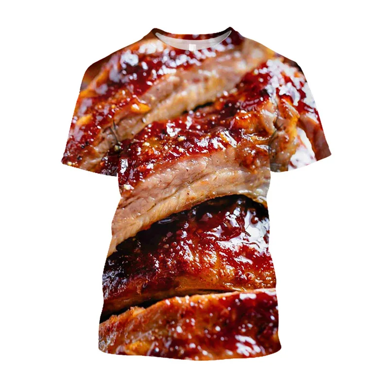 New 3D BBQ For Life Printed Graphic T Shirt For Men Kid Casual Steak Kebab T-Shirt Oversized Outdoor Party Streetwear BBQ Tshirt