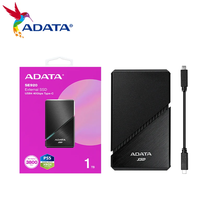 ADATA SE920 USB4.0, 40 Гбит/с, высокоскоростной внешний SSD, 1 ТБ, 2 ТБ, 4 ТБ, портативный жесткий диск Type-C для чтения, Max3800 МБ/с, PSSD для PS5